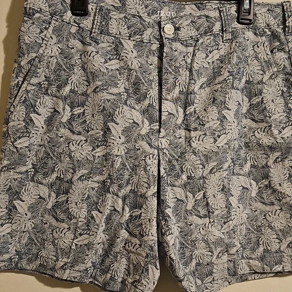 Gray And Blue  Leaf Print Pants
